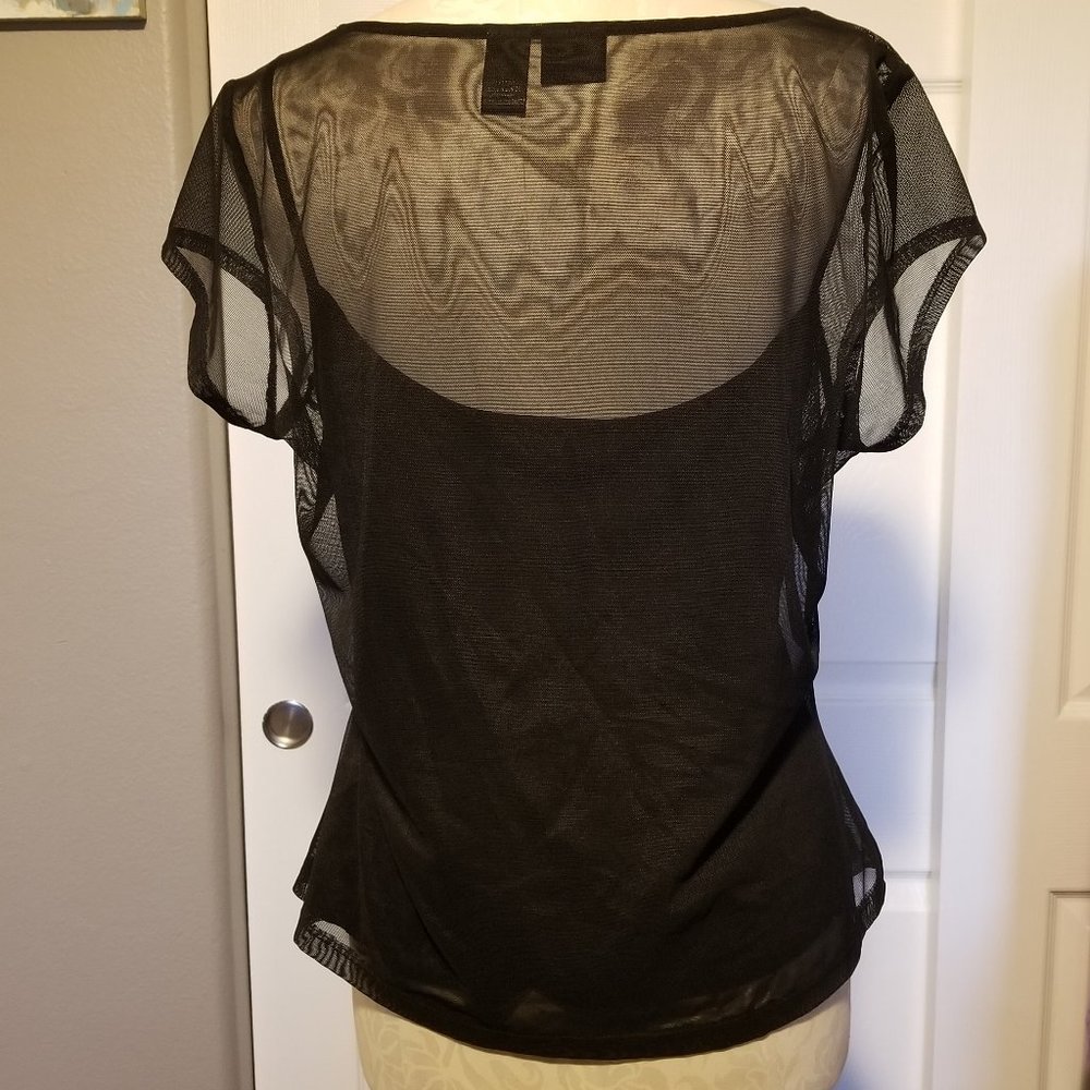 INC Embroidered Lace + Mesh Top XL - Picture 2 of 7